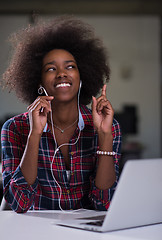 Image showing portrait of a young successful African-American woman in modern 