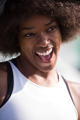 Image showing Close up portrait of a beautiful young african american woman sm