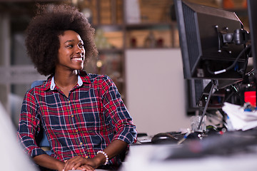 Image showing portrait of a young successful African-American woman in modern 