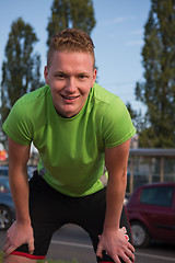 Image showing portrait of a young man on jogging