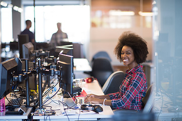 Image showing portrait of a young successful African-American woman in modern 