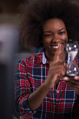 Image showing portrait of a young successful African-American woman in modern 