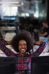 Image showing portrait of a young successful African-American woman in modern 