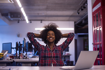 Image showing portrait of a young successful African-American woman in modern 