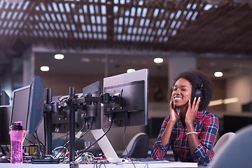 Image showing portrait of a young successful African-American woman in modern 