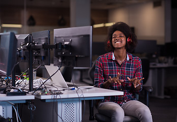 Image showing portrait of a young successful African-American woman in modern 