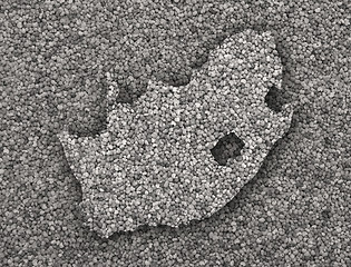 Image showing Map of South Africa on poppy seeds