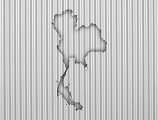 Image showing Map of Thailand on corrugated iron