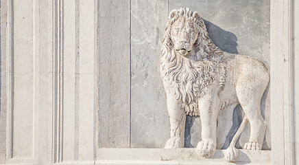 Image showing Marble lion on church facade