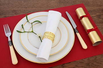 Image showing Christmas Dinner Table Setting