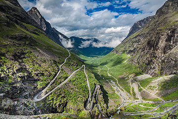 Image showing Troll\'s Path Trollstigen or Trollstigveien winding mountain road