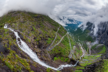 Image showing Troll\'s Path Trollstigen or Trollstigveien winding mountain road