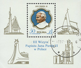 Image showing POLAND, circa 1987: postage stamp printed in Poland showing an image of John Paul II, circa 1987