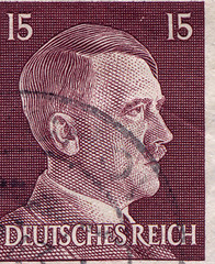 Image showing GERMANY - CIRCA 1942: A stamp printed in Germany shows portrait of Adolf Hitler, circa 1942.