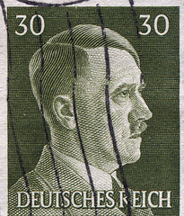 Image showing GERMANY - CIRCA 1942: A stamp printed in Germany shows portrait of Adolf Hitler, circa 1942.