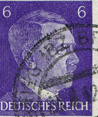 Image showing GERMANY - CIRCA 1942: A stamp printed in Germany shows portrait of Adolf Hitler, circa 1942.