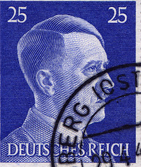 Image showing GERMANY - CIRCA 1942: A stamp printed in Germany shows portrait of Adolf Hitler, circa 1942.