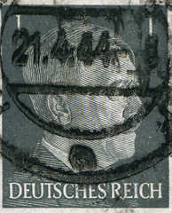 Image showing GERMANY - CIRCA 1942: A stamp printed in Germany shows portrait of Adolf Hitler, circa 1942.