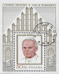 Image showing POLAND, circa 1982: postage stamp printed in Poland showing an image of John Paul II, circa 1982