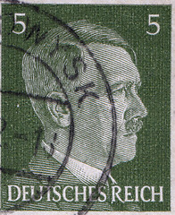 Image showing GERMANY - CIRCA 1942: A stamp printed in Germany shows portrait of Adolf Hitler, circa 1942.