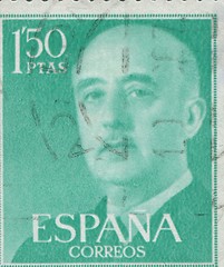 Image showing SPAIN - CIRCA 1949: Stamp printed in Spain showing a portrait of General Francisco Franco 1892-1975 , series \