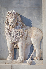 Image showing Marble lion on church facade