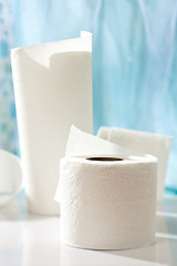 Image showing paper rolls on white table