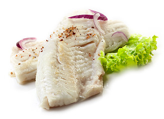 Image showing roasted perch fish fillets on white background