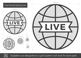 Image showing Live broadcasting line icon.