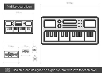 Image showing Midi keyboard line icon.