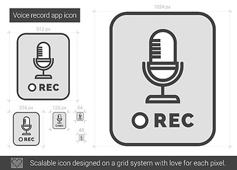 Image showing Voice record app line icon.