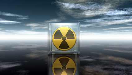 Image showing nuclear symbol under cloudy sky - 3d illustration