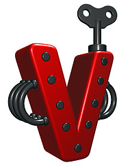 Image showing letter v with decorative pieces - 3d rendering