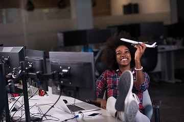 Image showing portrait of a young successful African-American woman in modern 