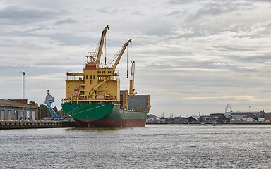 Image showing Industrial ships in port