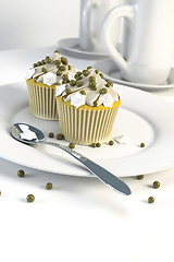 Image showing two delicious cupcakes on a plate