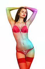 Image showing multi-colored body of sensuality woman