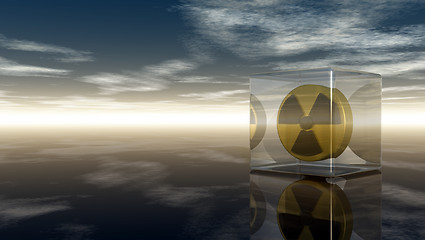 Image showing nuclear symbol under cloudy sky - 3d illustration