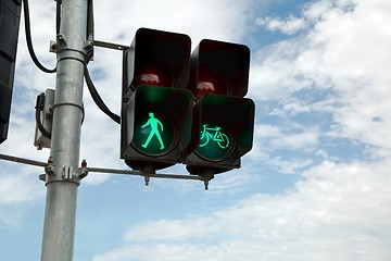 Image showing Green light in urban street