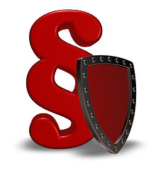 Image showing paragraph symbol and shield - 3d rendering