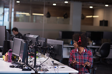 Image showing portrait of a young successful African-American woman in modern 