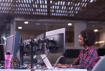 Image showing portrait of a young successful African-American woman in modern 