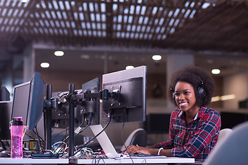 Image showing portrait of a young successful African-American woman in modern 