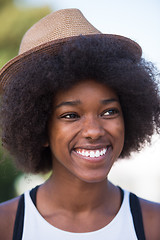 Image showing Close up portrait of a beautiful young african american woman sm