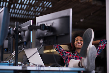 Image showing portrait of a young successful African-American woman in modern 