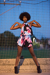 Image showing young African-American woman in a summer dress