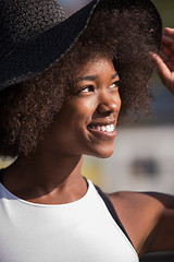 Image showing Close up portrait of a beautiful young african american woman sm