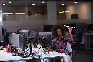 Image showing portrait of a young successful African-American woman in modern 