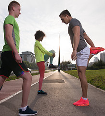 Image showing multiethnic group of people on the jogging