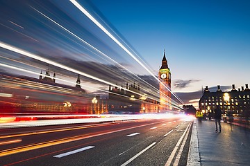 Image showing Westminster bridge at the dusk